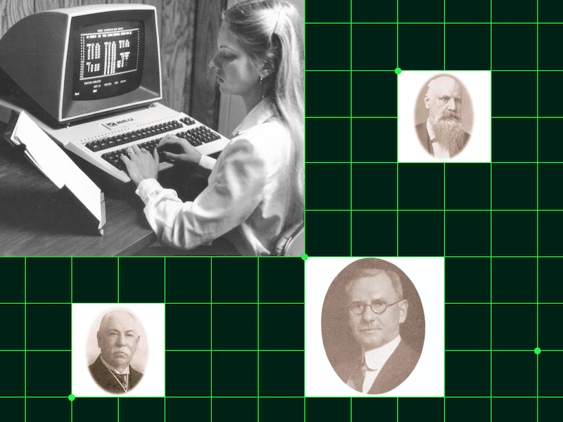 Lynn Dekovitch at early COMTELL computer