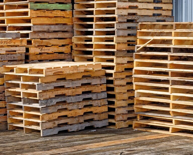 Wood pallets stacked